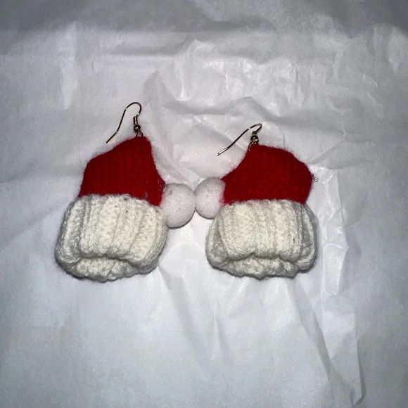 Fashion Handmade Knitted Santa Claus Hat Earrings - Picture 5 of 7